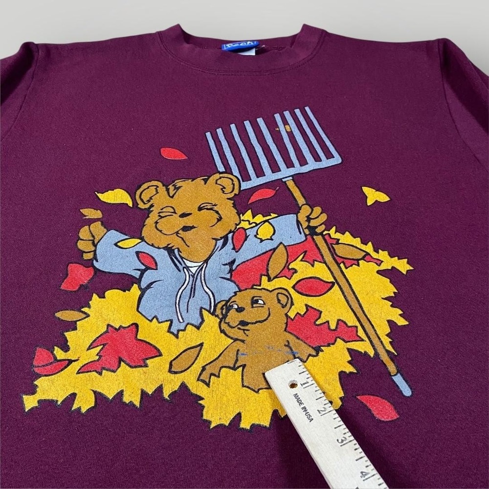Vintage Pooh Sweatshirt Womens 2X‎ Burgundy Fall Bears Leaves Disney 90s - Picture 9 of 10